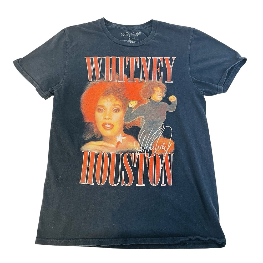 Whitney‎ Houston Graphic T-Shirt Womens Small Black Short Sleeve Crewneck Cotton